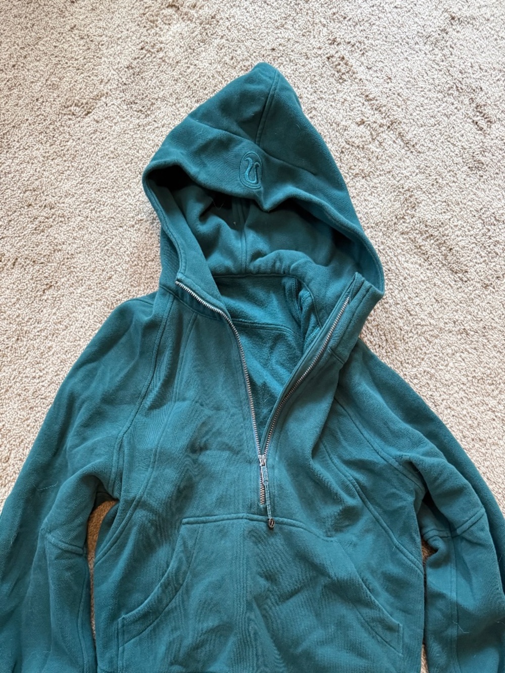Lululemon Scuba Oversized Half Zip Cropped Hoodie XS/S Green Jasper